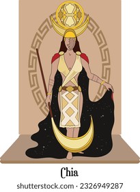 Illustration Vector Isolated of native indigenous Goddess - Chia, Chie, Moon goddess, Muisca, Chibcha.