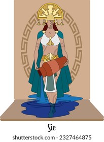 Illustration Vector Isolated of native indigenous Goddess - Sie, Water goddess, Muisca, Chibcha