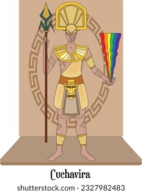 Illustration Vector Isolated of native indigenous God, Cuchavira, Rainbow and agriculture, Muisca, Chibcha