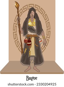 Vector de ilustración aislado de diosa indígena nativa - Bague, madre primal, diosa de la creación, muisca, Chibcha