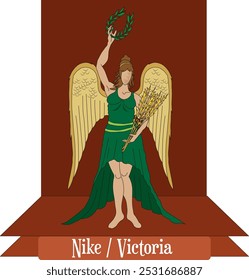 Vector aislado de la ilustración de Nike, diosa de la victoria, mitología griega