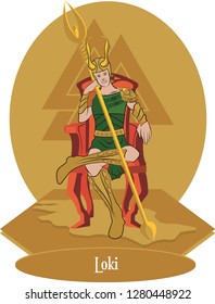 Illustration Vector Isolated Of Nordic Mythical God, Loki Norse God, Vector