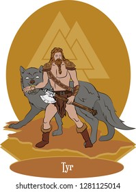 Illustration vector isolated of Nordic Mythical God, Tyr norse god, Vector