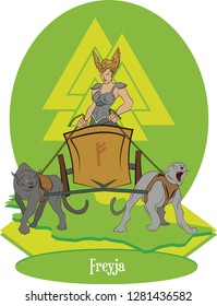 Illustration vector isolated of Nordic Mythical God, Freyja, norse god, Vector