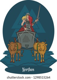 Illustration vector isolated of Nordic Mythical Goddess, Nerthus, norse god, Vector