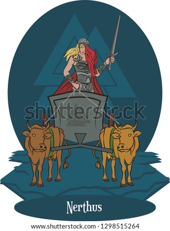 Illustration vector isolated of Nordic Mythical Goddess, Nerthus, norse god, Vector