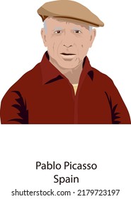 Illustration vector isolated of Pablo Picasso, spanish painter and sculptor.