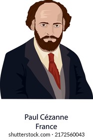 Illustration Vector Isolated Of Paul Cézanne, French Painter