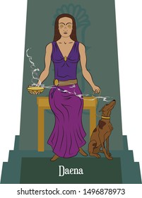 Illustration vector isolated of Persian Mythical god, Daena, revelation goddess, conscience goddess, redeemer of souls