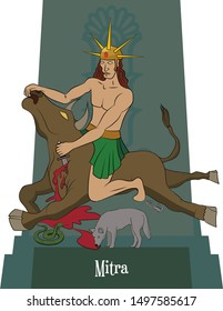 Illustration vector isolated of Persian Mythical god, Mithra, Sun god, god of light.