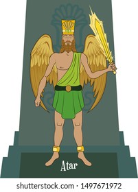 Illustration vector isolated of Persian Mythical god, Atar, God of fire