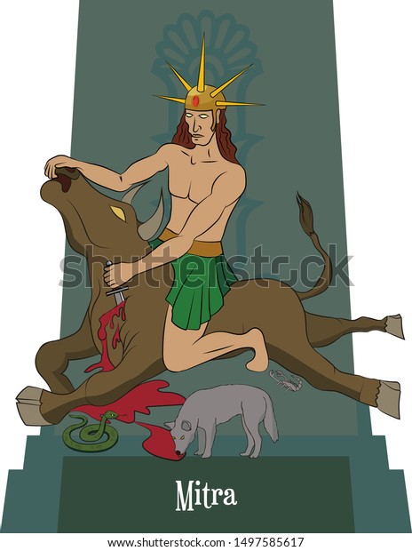 Illustration vector isolated of Persian Mythical god, Mithra, Sun god, god of light.