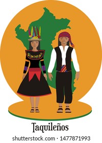 Illustration vector isolated of peruvian native people, Taquileños indigenous races