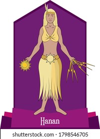 Illustration vector isolated of philippine mythical goddess, Hanan,  Sun and morning deity.