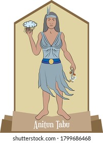 Illustration vector isolated of philippine mythical goddess, Anitun tabu, Wind and rain deity.