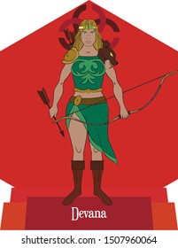 Illustration vector isolated of Slavic Mythical god, Devana,  Forest goddess, Spring goddess,