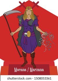 Illustration vector isolated of Slavic Mythical god, Morana, Marzana, Death goddess, Winter goddess, Night goddess,