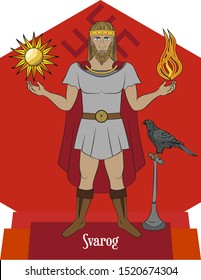 Illustration vector isolated of Slavic Mythical god, Svarog, light god, main god, sun and fire father.