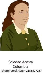 Illustration Vector Isolated Of Soledad Acosta, Colombian Writer, 
Novelist, Short Story Writer, Journalist And Historian.