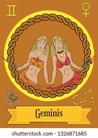 Illustration vector isolated of zodiac sing, Geminis, Gemini.