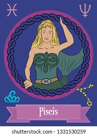 Illustration vector isolated of zodiac sing, piscis, pisces.