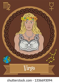 Illustration vector isolated of zodiac sing Virgo.