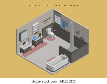 Illustration vector of isometric bathroom.