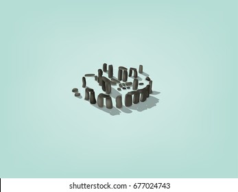 illustration vector isometric design concept of stonehenge The United Kingdom of Great Britain and Northern Ireland, England
