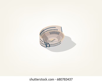 illustration vector isometric design concept of Colosseum in the center of the city of Rome, Italy
