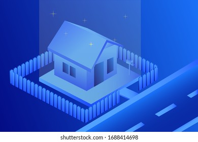 Illustration Vector Isometric House perfecto para ilustraciones, quedarse en casa