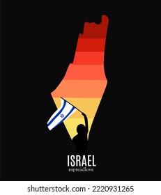 illustration vector of israel flag and map,sunset scenery,perfect for print,etc.