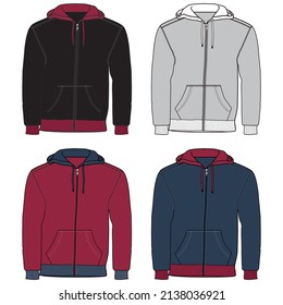 Illustration vector jacket silhouette with colors and cap fashion design