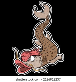 Illustration vector Japanese Fish n Tattoo Stye Cool Fashion