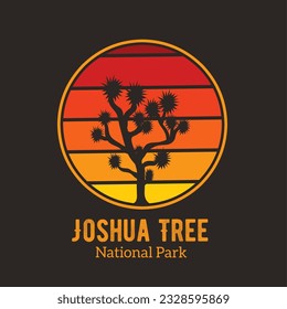 vector de ilustración de árbol joshua en el paisaje de puesta de sol, perfecto para el diseño de camisetas 