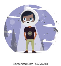 Illustration vector of kids dream of astronauts to fly into space.