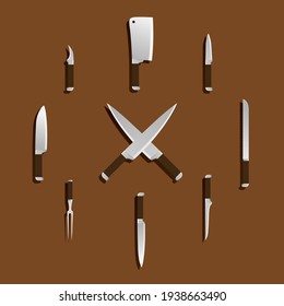 Vector de ilustración de la colección de cuchillos