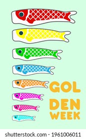 Illustration vector koi goldfish icon of golden week in Japan
