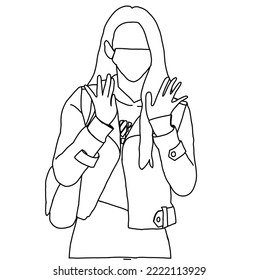 Illustration Vector Of Kpop Airport Fashion Sketch. Airport Idols Of Korea. K-pop Female Fashion Idol. A Girl In Comfortable Casual Wear