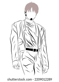 Illustration vector of Kpop fashion stage. idols of Koreans performing. K-pop male fashion idol. singer who is singing wearing beautiful clothes