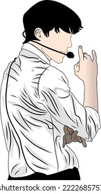 Illustration vector of Kpop fashion stage. idols of Koreans performing. K-pop male fashion idol. male singer who is singing wearing nice clothes