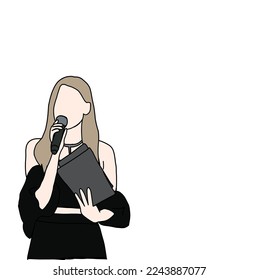 Illustration vector of Kpop fashion stage. idols of Koreans performing. K-pop female fashion idol. female idol who is being an MC on a music show