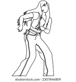 Illustration vector of Kpop fashion stage. idols of Koreans performing. K-pop female fashion idol. female singer who is singing wearing beautiful clothes