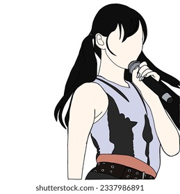 Illustration vector of Kpop fashion stage. idols of Koreans performing. K-pop female fashion idol. female singer who is singing wearing beautiful clothes