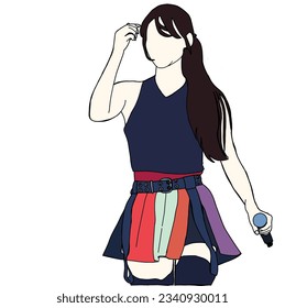 Illustration vector of Kpop fashion stage. idols of Koreans performing. K-pop female fashion idol. female singer who is singing wearing beautiful clothes