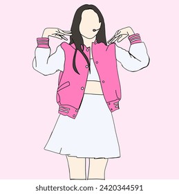 Illustrationsvektor der Kpop-Modebühne. Dirigenten von Koreanern, die auftreten. K-Pop-Modedol Sängerin, die schöne Kleidung trägt