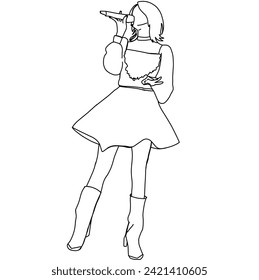 Illustration vector of Kpop fashion stage. idols of Koreans performing. K-pop female fashion idol. female singer who is singing wearing beautiful clothes