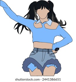 Illustration vector of Kpop fashion stage. idols of Koreans performing. K-pop female fashion idol. female singer who is singing wearing beautiful clothes