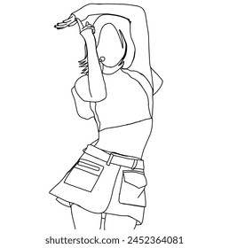 Illustration vector of Kpop fashion stage. idols of Koreans performing. K-pop female fashion idol. female singer who is singing wearing beautiful clothes