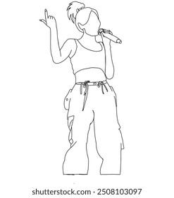 Illustration vector of Kpop fashion stage. idols of Koreans performing. K-pop female fashion idol. female singer who is singing wearing beautiful clothes