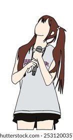 Vector de ilustración de la etapa de la moda Kpop. ídolos de coreanos actuando. K-pop ídolo de moda femenina. cantante femenina que está cantando con ropa hermosa